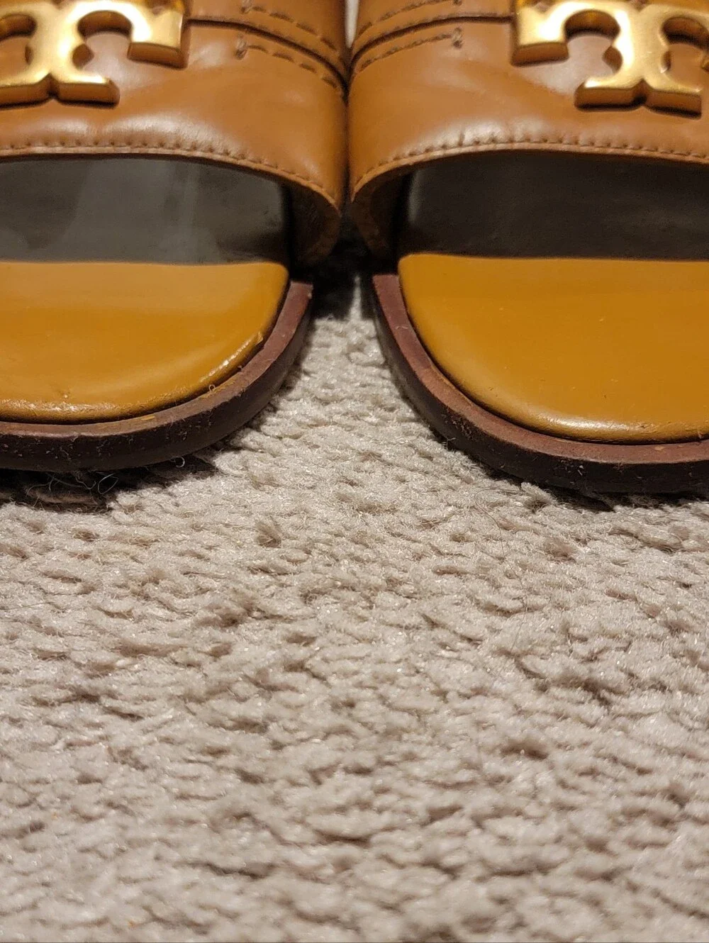 Tory Burch Everly Slide Sandal Tan Calf Leather Size 12